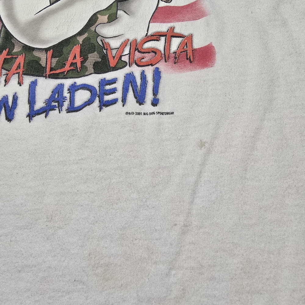 Vintage Y2K Little Big Dogs Hasta La Vista Osama Bin Laden Hot Dog Youth Tshirt - Picture 5 of 9